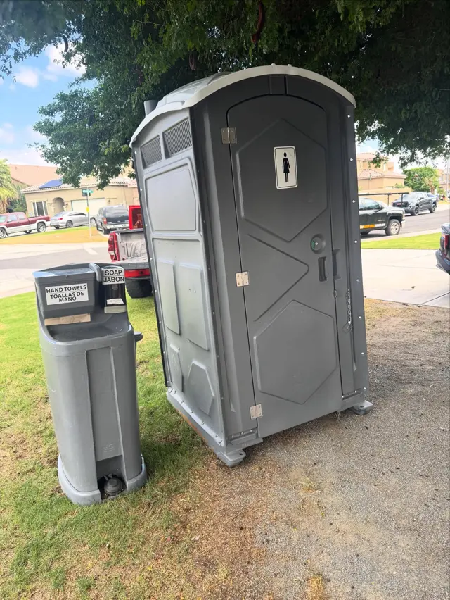 Portable restroom equipment outdoors